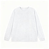 Solid-color Heavyweight Pure Cotton Crew-neck Long-sleeve T-shirt For Women