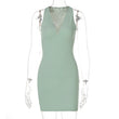Women Stripe Knitted Women Sleeveless Mini Dress