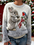 Digital-printed Christmas-patterned Women's Flannel Hoodie
