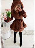 Women's Thermal Hooded Lapel Fur Splicing Coat