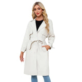 Women's Long, Loose-fit Classic Trench Coat With A Lapel And Belt