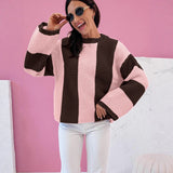 Striped Colorblock Warm Sweater For Women