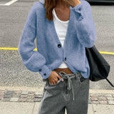 Fashionable Multi-color Sweater With Long Sleeves And Buttons For Women