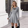 New High-end Gray Textured Knit Slim-fit Dress For Women