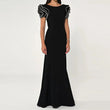 Round Neck Petal Sleeve Fishtail Skirt Dress