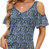 Women's Off-shoulder Printed Short-sleeve Loose Top