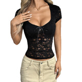 Women's Lace Short-sleeved T-shirt