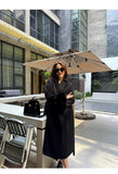 Wool Coat For Women Mid-length Black With Fox-fur Cuffs