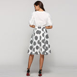 Large Polka Dot Round Slim Fit Mid-Length Skirt With Large Hem