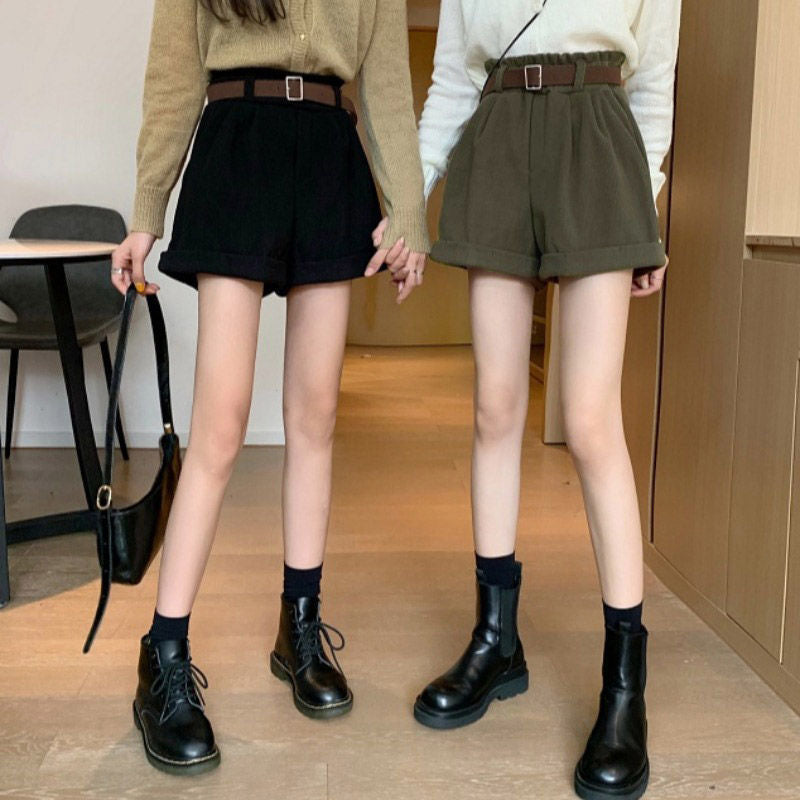 Women's Autumn Winter Corduroy Shorts  Loose Fit Pants
