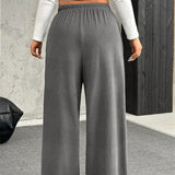 New Women's Drawstring-waist Straight-leg Casual Loose Pants