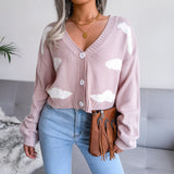Women's Cloud Pattern Knitted Cardigan Sweater