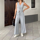 Fashionable Sleeveless Cropped Pants Suit With Pockets