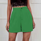 Women's Solid Color Wide-leg Comfortable Casual High-waisted Shorts