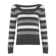 Figure-hugging Long-sleeve Base Sweater With Striped V-neck