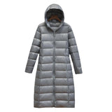 Lightweight Hooded Long Below-the-knee Slim-fit Coat