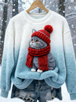 Digital-printed Christmas-patterned Women's Flannel Hoodie