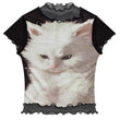 Black Mesh Short-sleeve T-shirt For Women Summer Half-sleeve