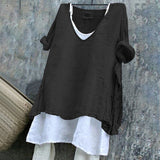 Women's V-neck Short Sleeve Printed Top Excluding Linin