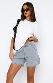 Street-style Washed Workwear Women's Denim Straight-leg Shorts