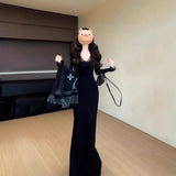 Women's Waist-cinching Figure-flattering Long-sleeve Knit Dress