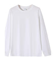 Solid-color Heavyweight Pure Cotton Crew-neck Long-sleeve T-shirt For Women
