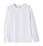 Solid-color Heavyweight Pure Cotton Crew-neck Long-sleeve T-shirt For Women