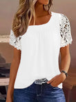 Fashionable Casual Round-neck Short-sleeve Lace T-shirt