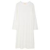 Loose-fitting Figure-flattering Long-sleeved Straight-cut Solid-color Dress