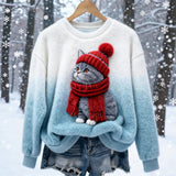Digital-printed Christmas-patterned Women's Flannel Hoodie