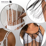Hollowed-out Cover Skirt Short Skirt Strapless Dress Beaded Shirt Swimwear Sexy Beach Cover-up