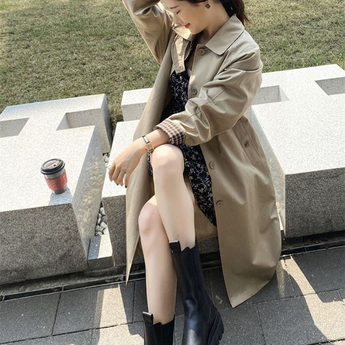 Plaid Patchwork Loose And Versatile Drape Coat