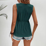 Women's Solid Color Sleeveless Lace Trim Top