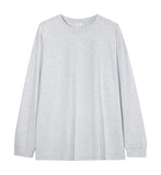 Solid-color Heavyweight Pure Cotton Crew-neck Long-sleeve T-shirt For Women