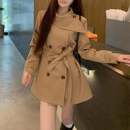Women's Petite Casual Springautumn New Korean Version Waist-cinching Elegant Coat