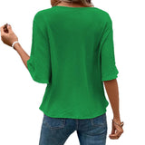 Women's Solid Color Casual Fashion Short Sleeved Shirt