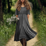 Women's Loose-fitting Solid-color Versatile Casual Cotton-Linen Dress