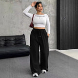 New Women's Drawstring-waist Straight-leg Casual Loose Pants