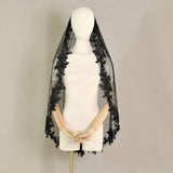 Exquisite Lace Black Veil Pearl Bridal Veil
