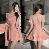 Halter Neck Nightdress With High-end Temperament One-shoulder Slim Dress With Flared Hem Short Skirt