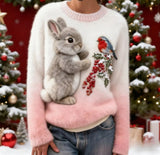 Digital-printed Christmas-patterned Women's Flannel Hoodie