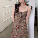 Romantic Atmosphere Fragmented Flower Strap Dress Girl