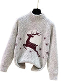Women's Casual Christmas Half-Neck Pullover Jacquard Top