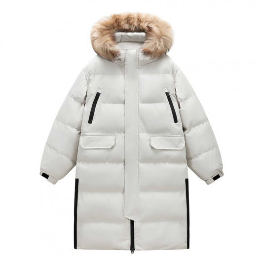 Women's Mid-length And Long Winter Coat With A Thickened Fur Collar