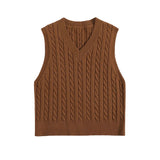 SpringSummer Knitted Cabled Vest Pullover With V-Neck