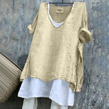 Women's V-neck Short Sleeve Printed Top Excluding Linin