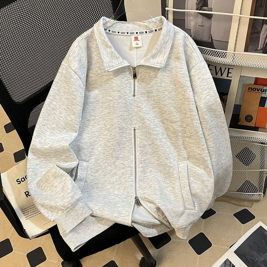 American-style High-street Relaxed-fit Hoodie With Double Zippers