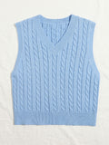 SpringSummer Knitted Cabled Vest Pullover With V-Neck