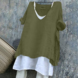 Women's V-neck Short Sleeve Printed Top Excluding Linin