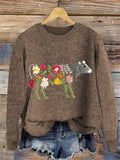 Chunky-knit Faux-sweater With Digital Print And Round Neckline
